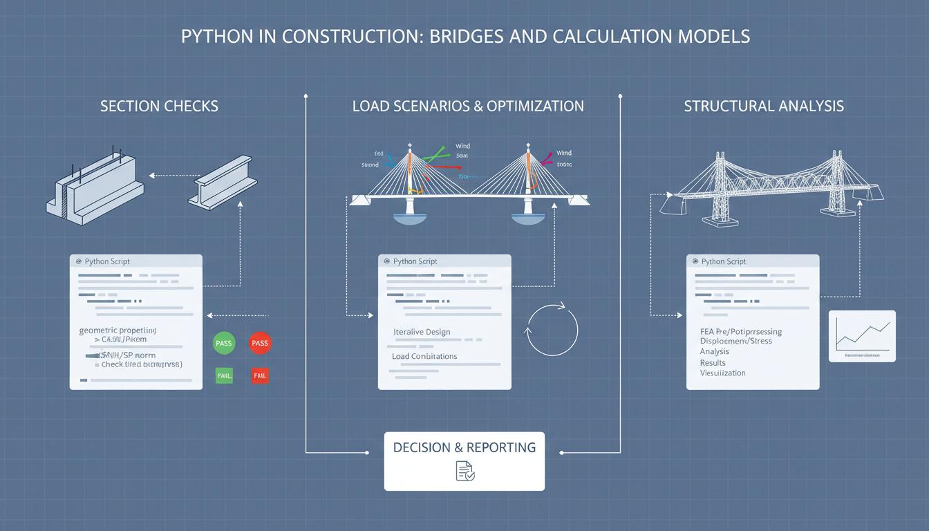 Применение языка Python в практических задачах для строительства. Мосты и расчетные модели: от проверки сечений до сценариев нагружения Применение языка Python в практических задачах для строительства. Мосты и расчетные модели: от проверки сечений до сценариев нагружения