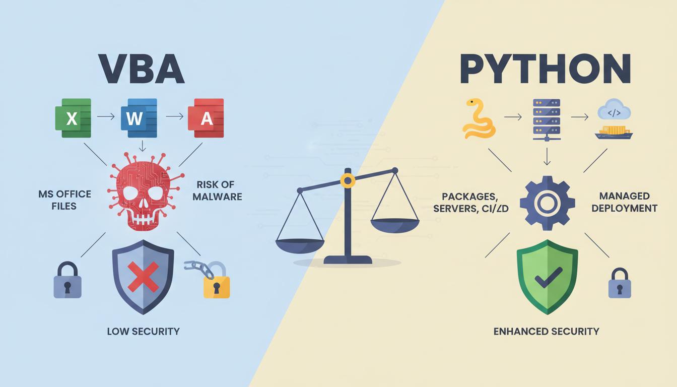 Сравнение VBA и Python. Развертывание, безопасность и корпоративные правила Сравнение VBA и Python. Развертывание, безопасность и корпоративные правила